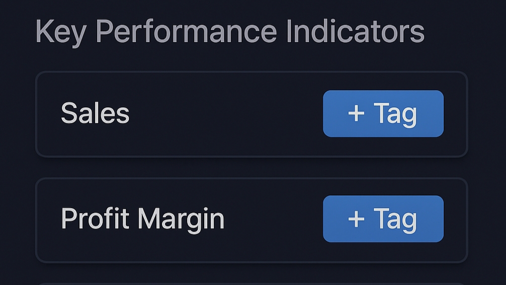 KPI tracking screenshot: Sales, Profit Margin